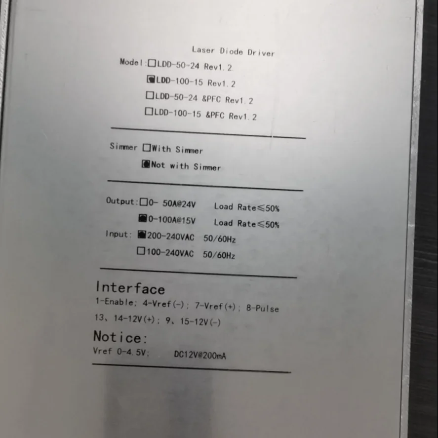 diode laser hair removal machine power supply model LDD-100-15 15V 100A Beijing Jinpaier micro channel diode laser driver