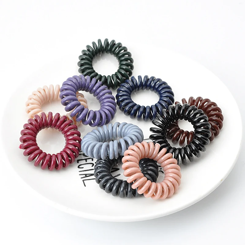 Hair Telephone Ring Factory Hair Tie Wholesale Plastic Wire Hair Ties Classical Black Telephone
