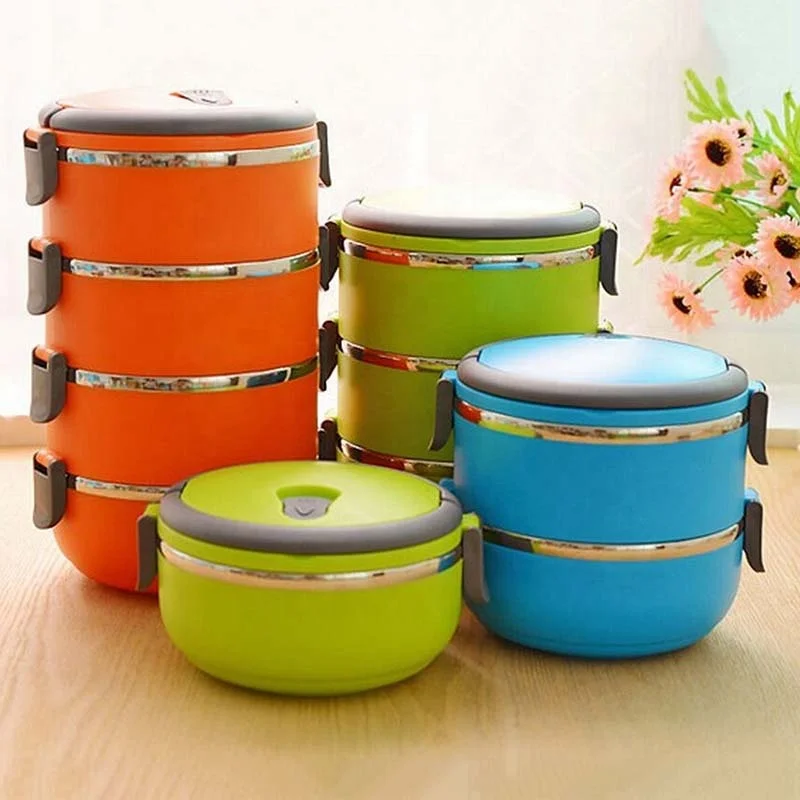 High Sale Stainless Steel Insulated Lunch Box Round Multilayer Bento Box Sealed Fresh Box