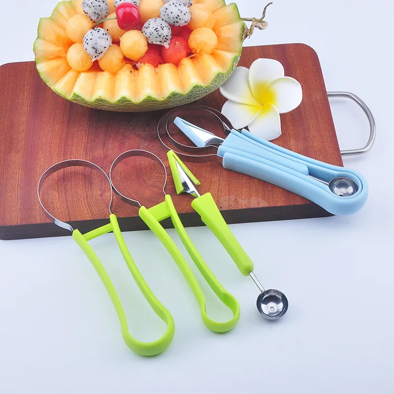 One Stop Shopping Professional 4 In 1 Stainless Steel Watermelon Cutter Fruit Carving Tools Set Melon Baller Scoop Set