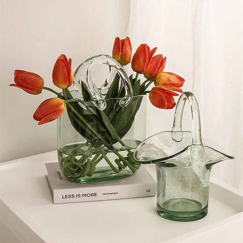 Современные стеклянные вазы декоративная стеклянная Сумочка