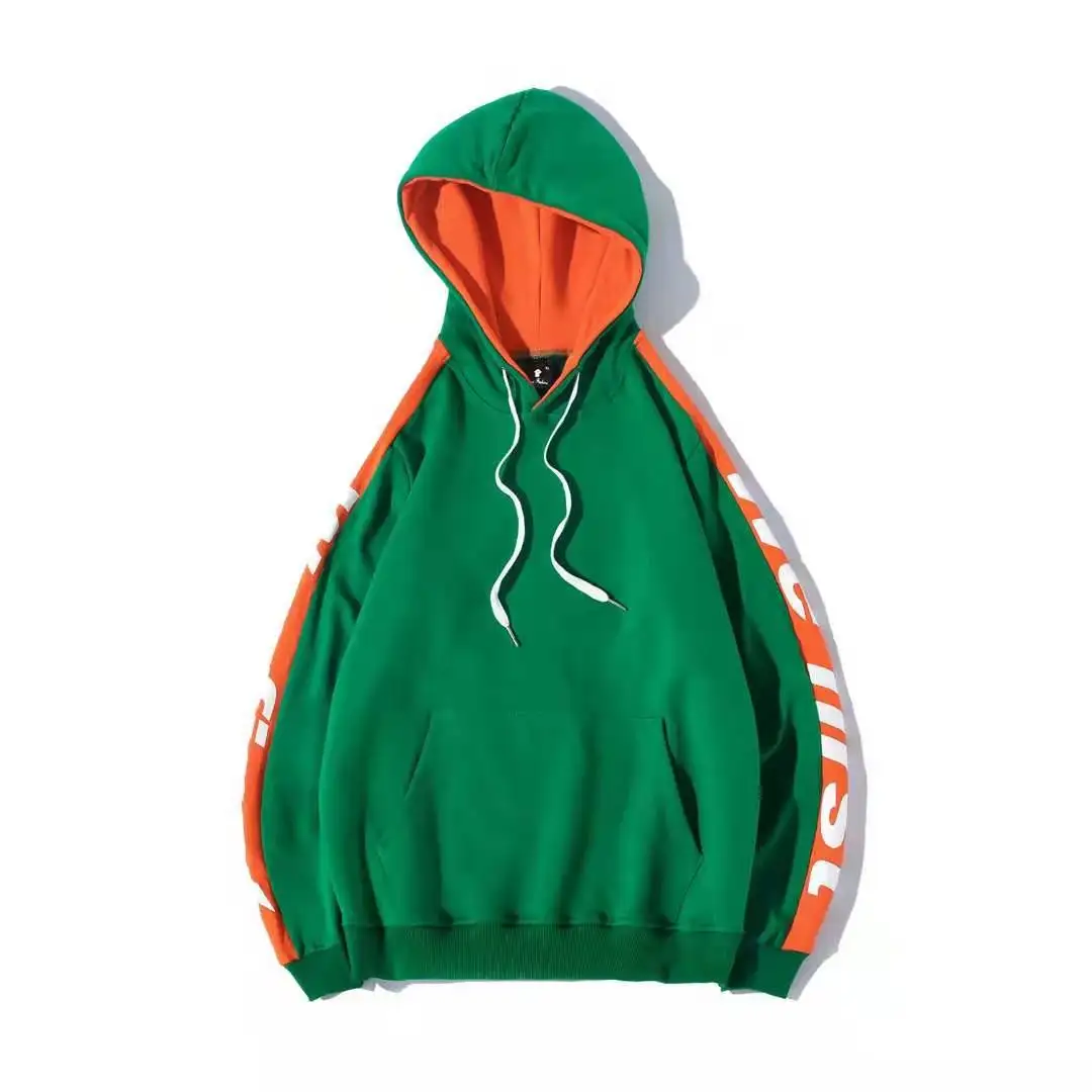 Hip-hop Letter Color Matching Sweater Custom Printed Logo Long-sleeved Hooded Jacket To Map DIY Clothes Custom Work Clothes