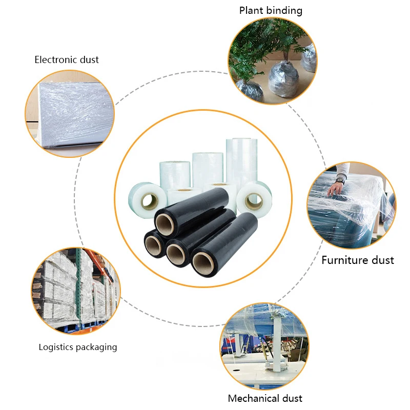 Custom Logo Cast PE Pallet Wrap Soft LLDPE Moisture-Proof High 50cm Plastic Stretch Wrap Food Packaging 30cm Option Available