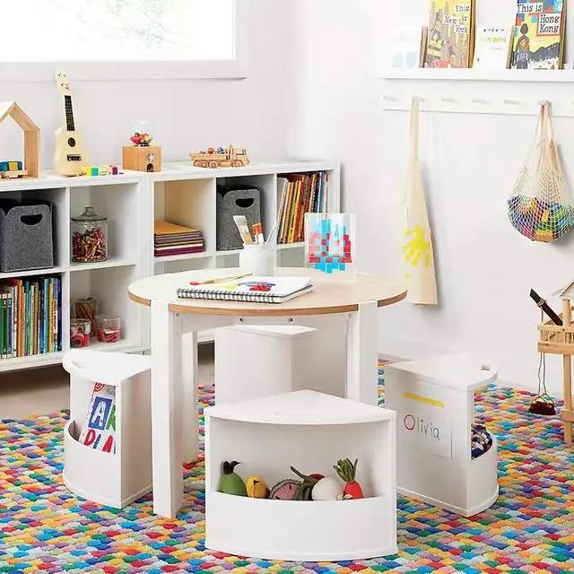 Kids Table and Chair Set for Kids Toddler 5 Piece Sets Children Play Activity Table with Storage for Playroom