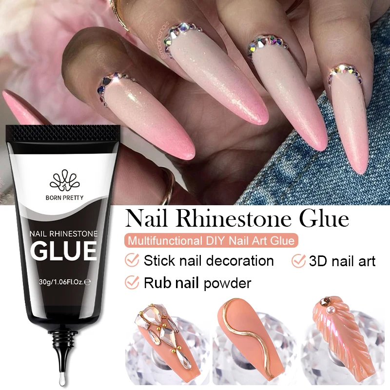 BORN PRETTY 5g 10g 30g High Quality Strong Adhesive Nail Rhinestones Glue Gel For Manicure Gem Decorations Resin Nail Glue