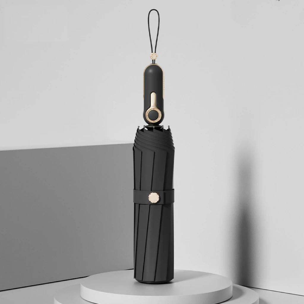 10K Windproof Umbrella Bone Solid Vintage Business Umbrella Rain And Sunshine Dual Use 3 Folding Automatic Umbrella factory