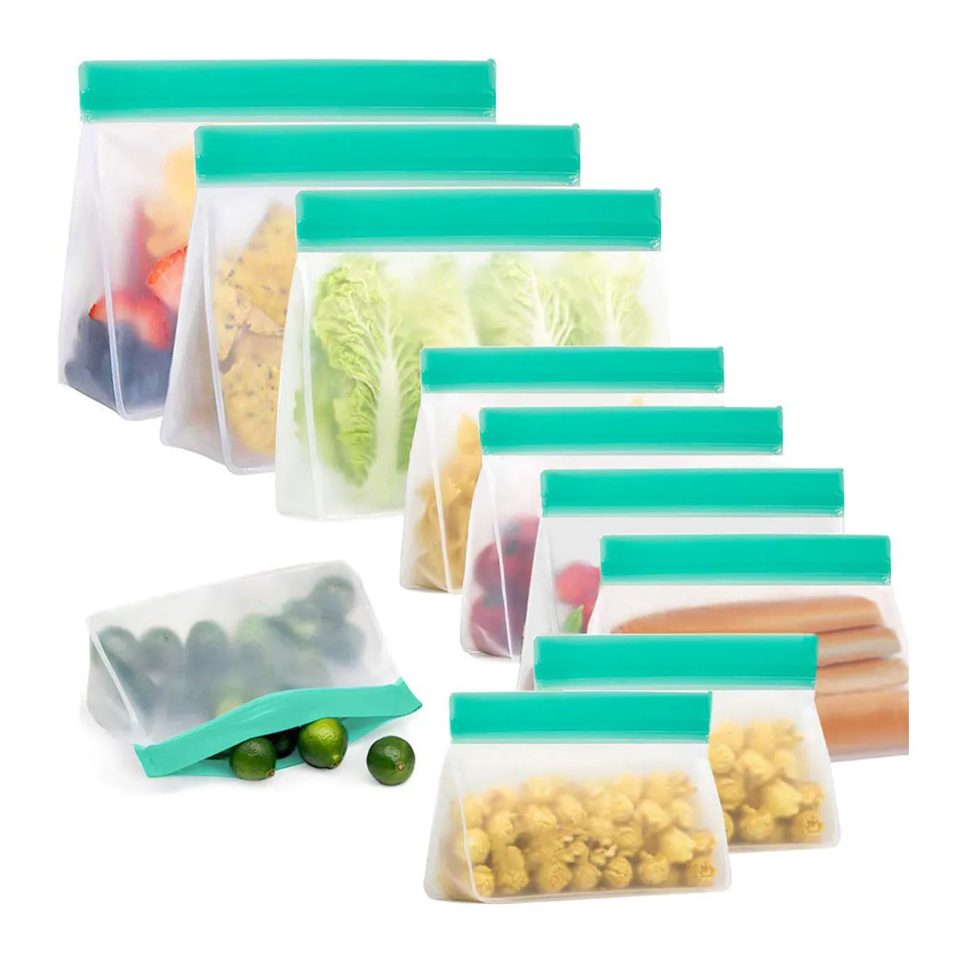 2021 повторно используемые пакеты для хранения пищевых продуктов с застежкой-молнией