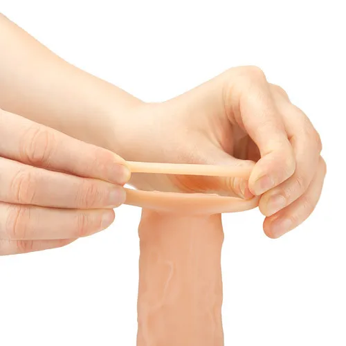 Soft Hollow Wearable liquid Silicone Penis Sleeve Enlarge Extend male Stamina realistic reusable penis sleeve for male sex toys