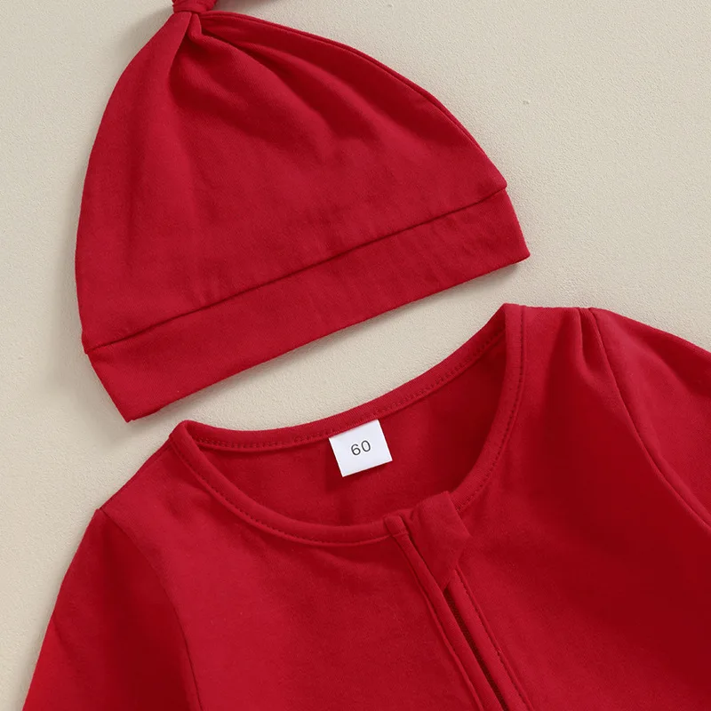 fancy cute spring baby plain footed pajamas zipper front sleepwear for baby girls