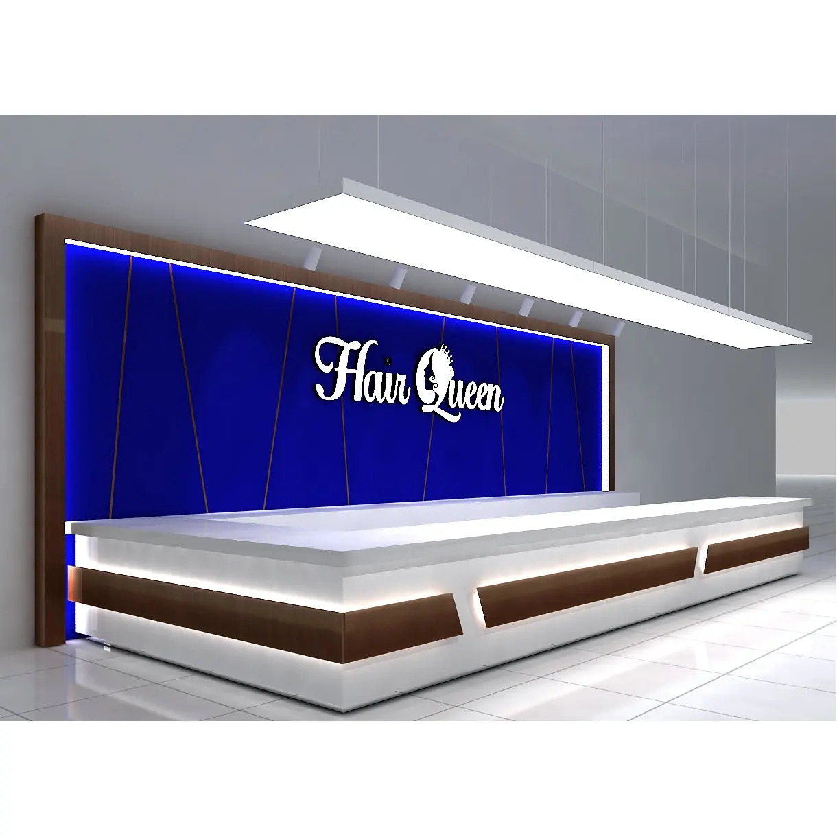 Modern Bar Counter Designed LED Lights Fixture Customized Making Shopping Mall Interior Design Wall Cabinet Kiosk Designed