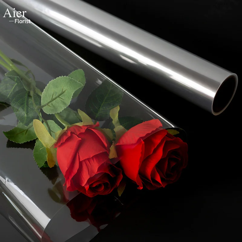 Aierflorist Clear transparent cellophane roll wrapping flower waterproof floral bouquet  wrapping cellophane   For flower
