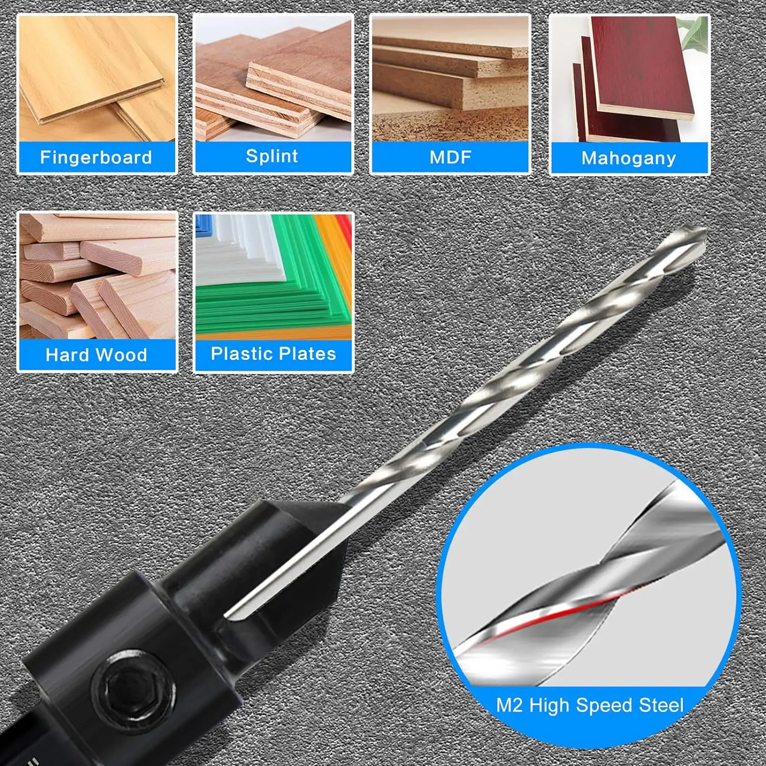 PEXMIENTAS 1/4'  Hex Shank Countersink Drill Bit Adjustable Drilling Set Woodworking Chamfer Countersink Drill Bit