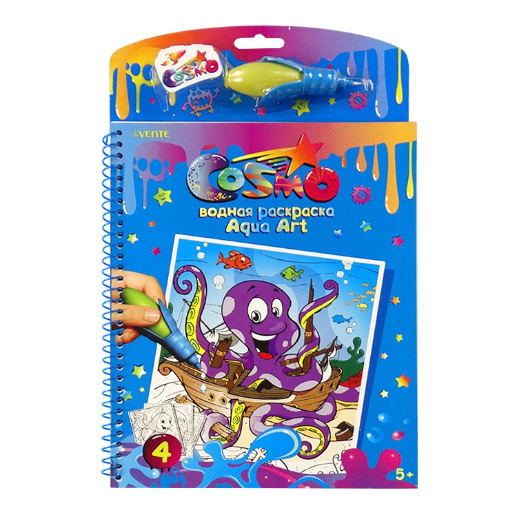 BSCI Factory Custom Made Kids Water Doodle Toy Book With Spiral Binding A4 size