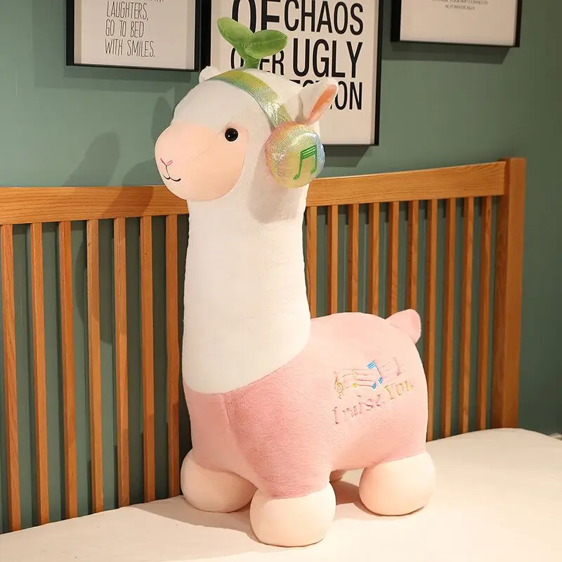 Cute plush  ear microphone alpaca toy creative stuffed Little Sheep Doll Girl Pillow Birthday Gift baby sleep doll Wholesale