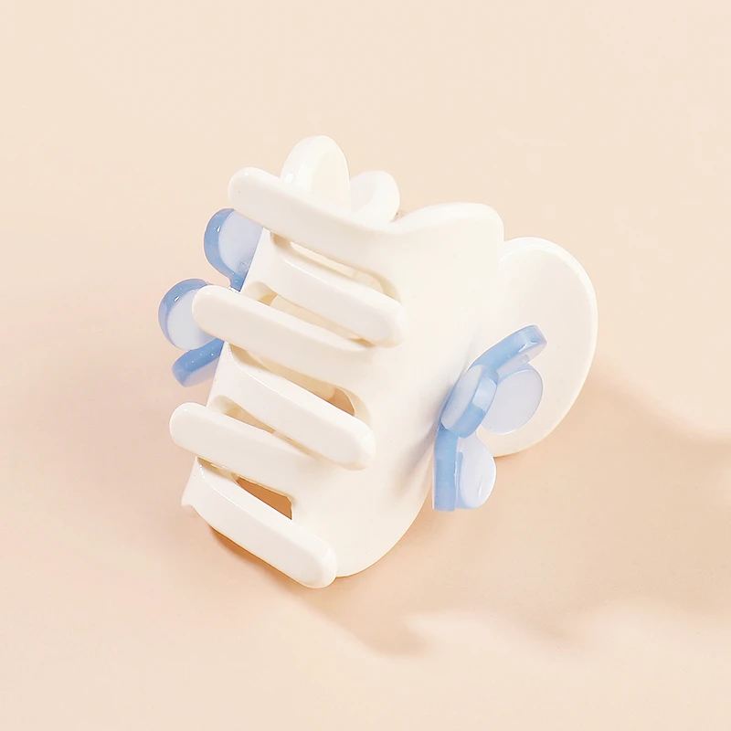 CSFZ0710 factory direct price custom color korean fashionable white small acetate hair claw with flower ladies jewelry