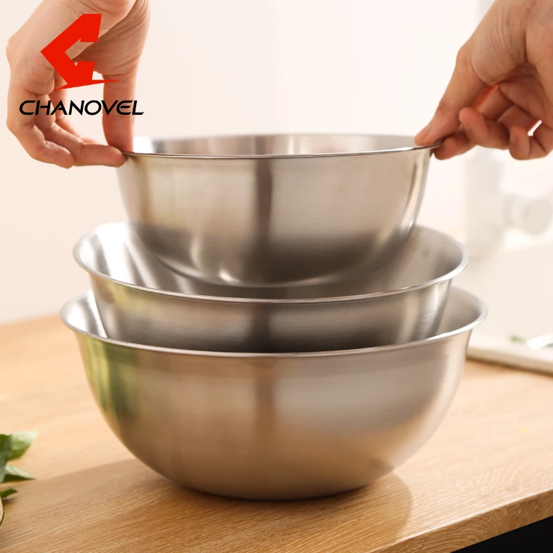 Set of 3 Stainless Steel Mixing Set Small Thicker Salad Bowls Set Easy Clean Nesting Bowls for Space Saving Storage for Baking