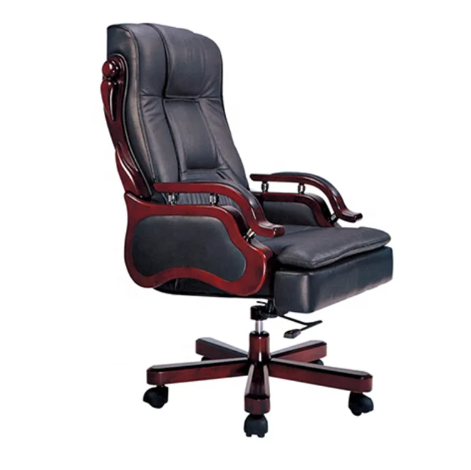 Black color comfortable soft artificial leather upholstered tilt mechanism office executive chair