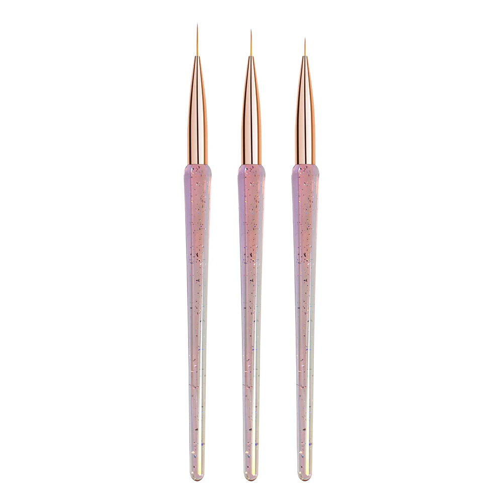 5/9/11/15/25/30mm Custom logo Hair Synthetic/Kolinsky Extra Thin Strip Liner Nail Brushes Set For Nail Art Painting