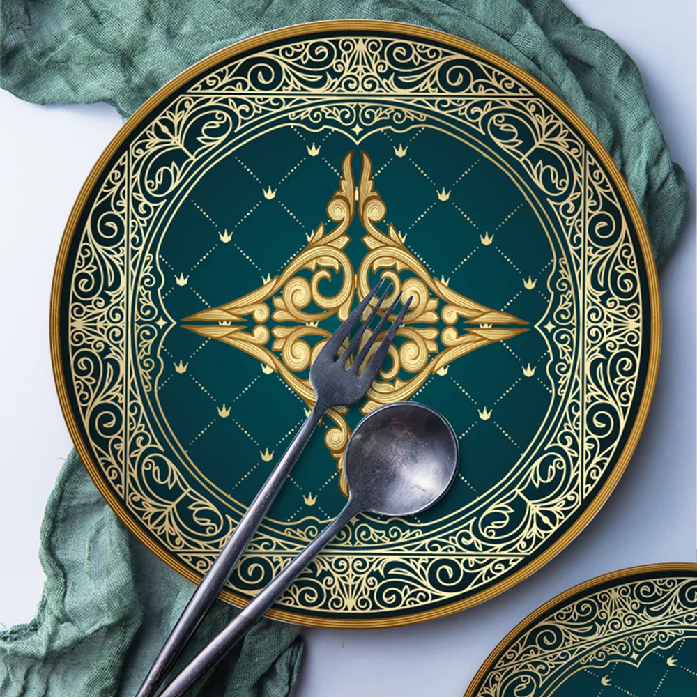 Customized graceful luxury hand painted happy birthday ceramic plate for restaurant hotel party home use