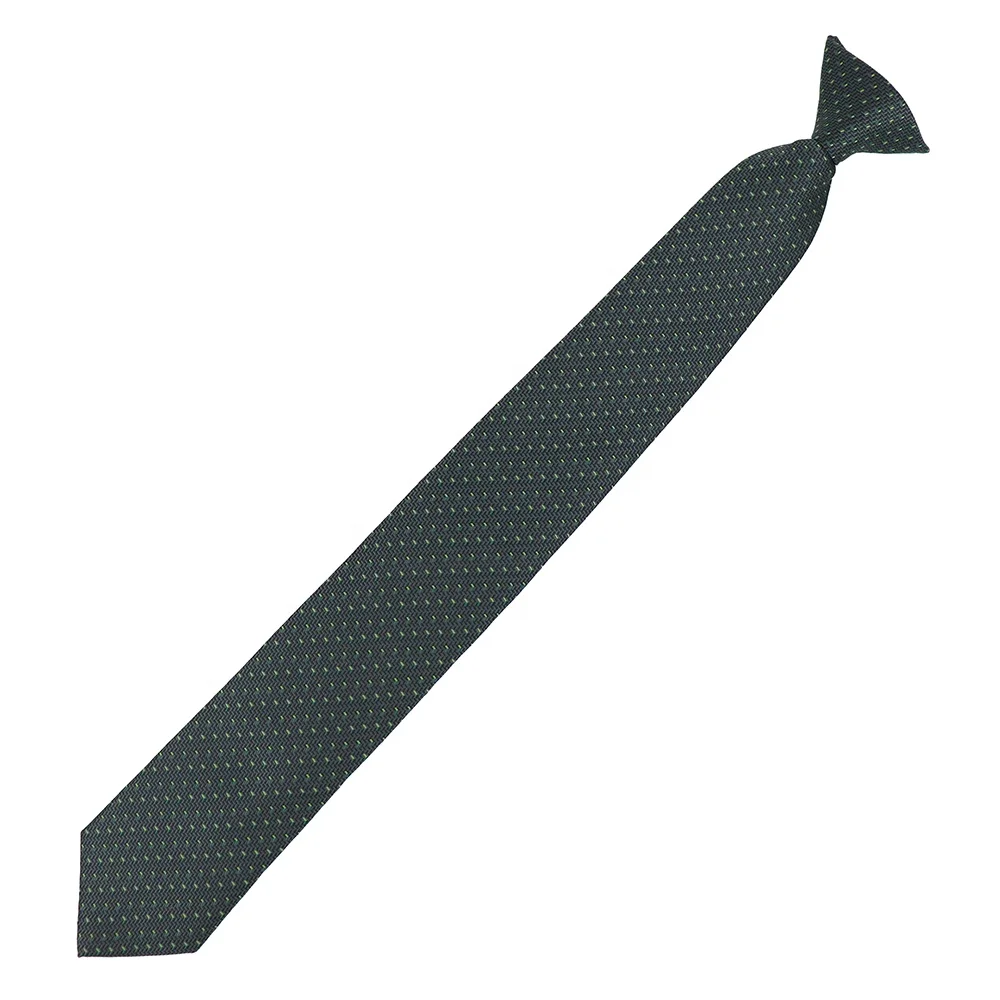 Personalized Green Dotted Security Polyester Tie Pure Handmade Dark Gray Geometric Striped Mens Neck Ties with Clip