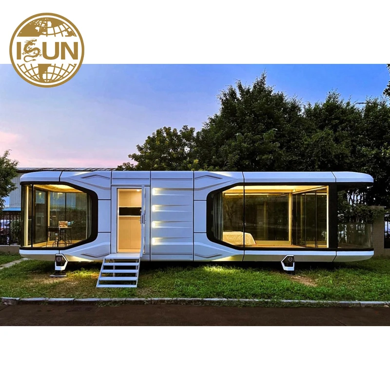 China Manufacturer Full steel structure house Easy install prefab house Luxury space capsule for hotel and homes