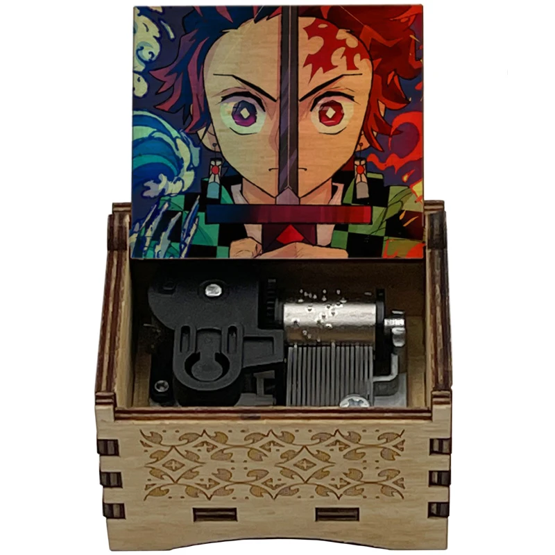 Demon Slayer Anime Music Box Wooden Automatic Box musical Gurenge New Wood Square Birthday Gift With printing 17