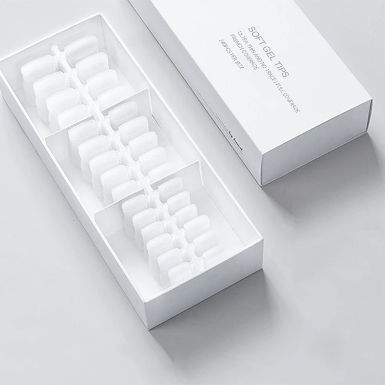 Quengel Artificial fingernails boxed frosted medium oval gel nail extension full cover gel x press on nail tips