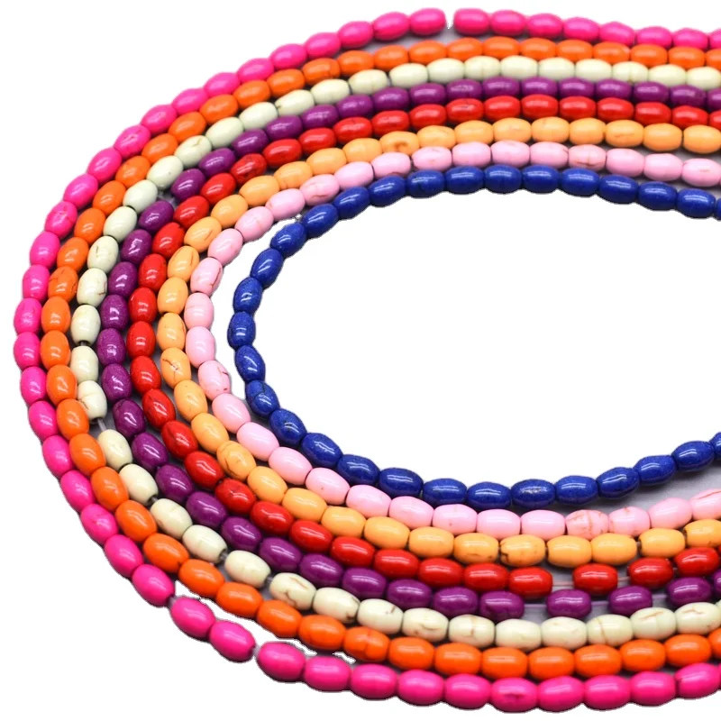 4x6mm Bright Smooth Color Seed Beads Natural Turquoise Stone Rice Shape Spacer Loose for Jewelry Making Diy Bracelet