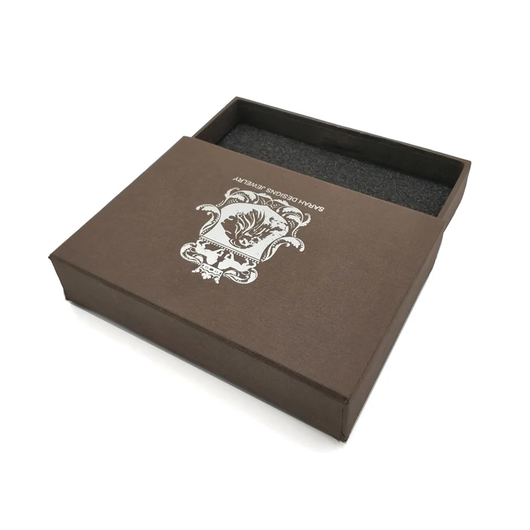 Custom Gold Foil Logo Cardboard Matte Black box with foam insert