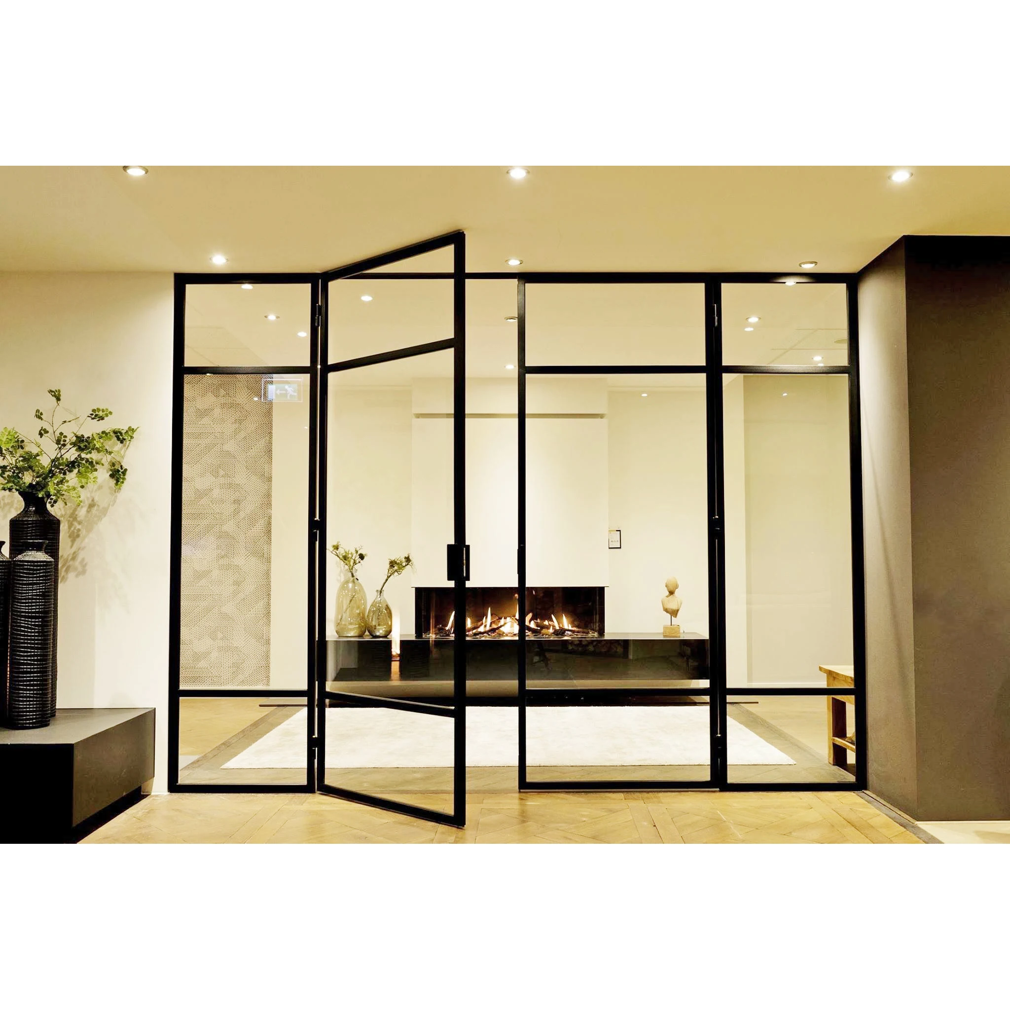 villas internal living room two floor-to-ceiling glass doors and windows office partition wall doors and windows