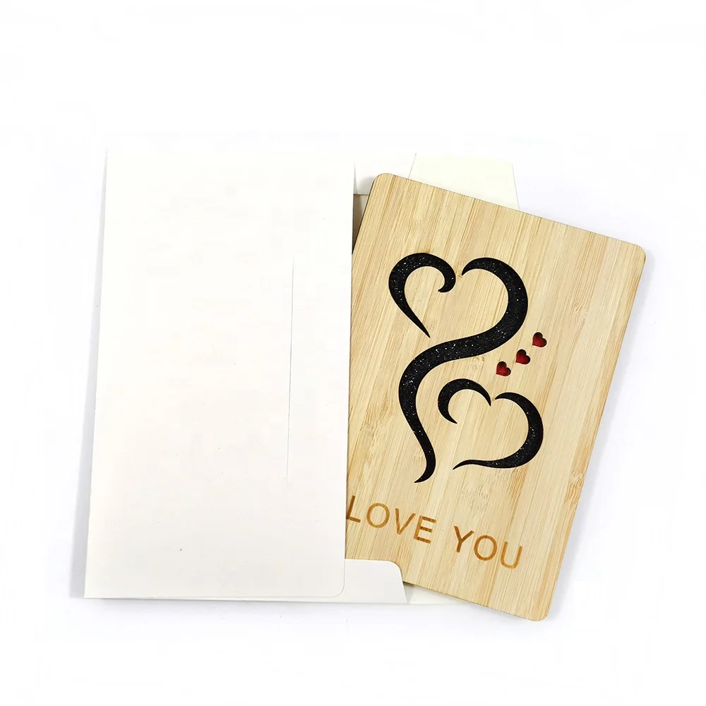 Прямые бамбуковые складные открытки в форме сердца на День святого Валентина от производителя