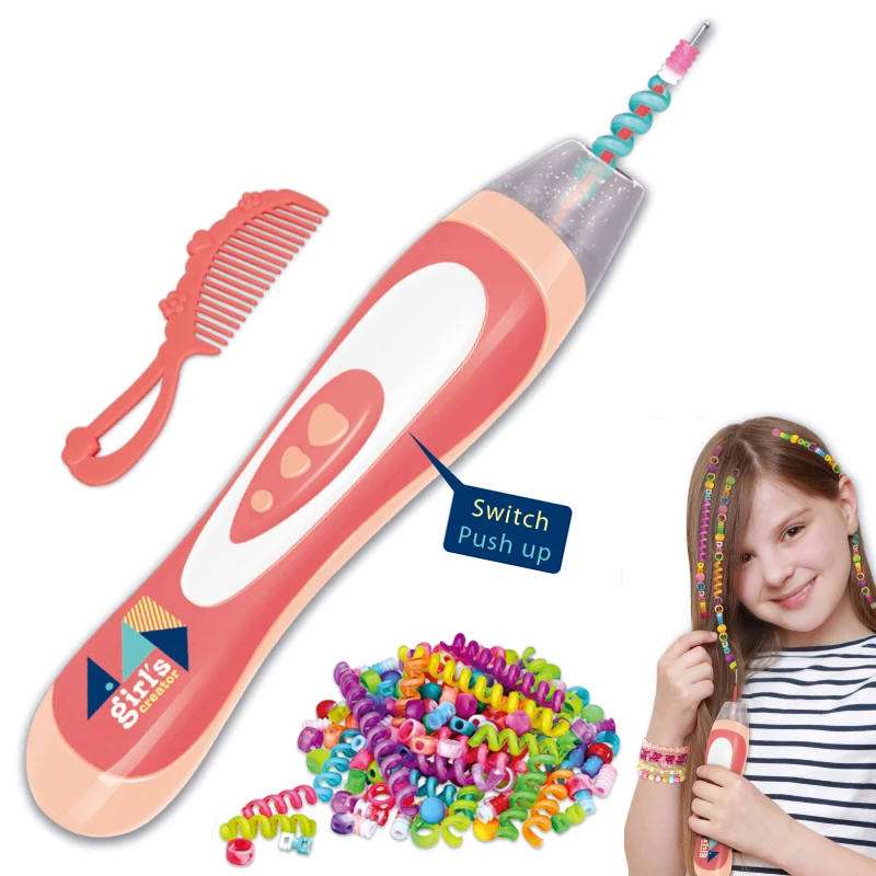 Girl Hair Gem Machine Pretend Play Toys Dresser Hair Braider Machine Toys Set Braiding Beading Machine Toys Set