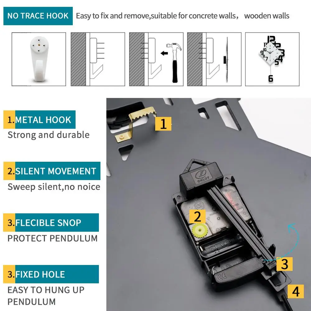 Northern Europe Manual Decorative Wall Clock with Pendulum Modern Iron Wall Clock For Living Room