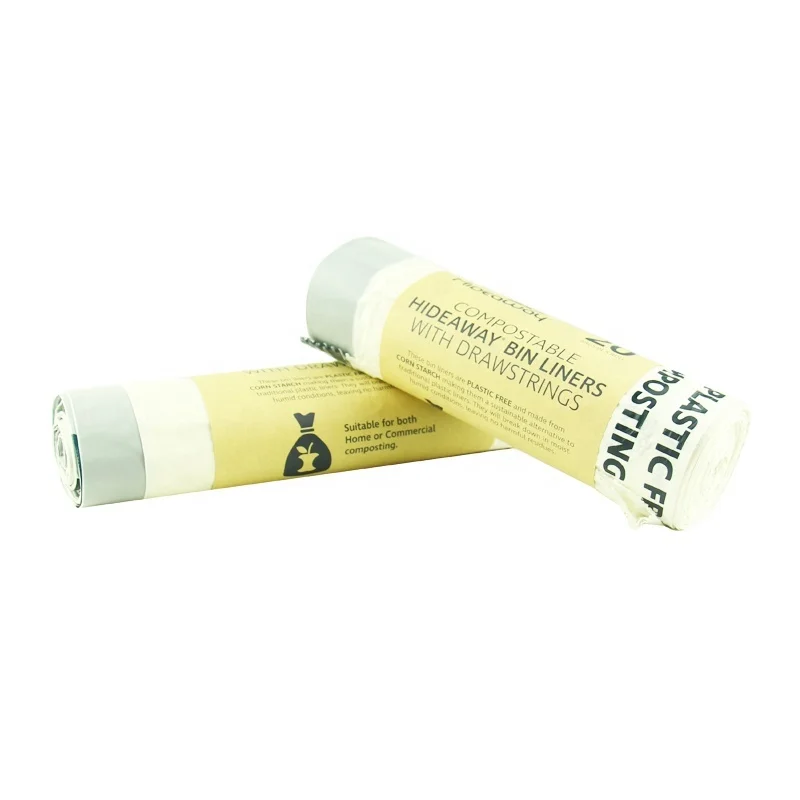 Custom biodegradable compostable disposable black colourful drawstring bag plastic draw tape drawstring trash garbage bags
