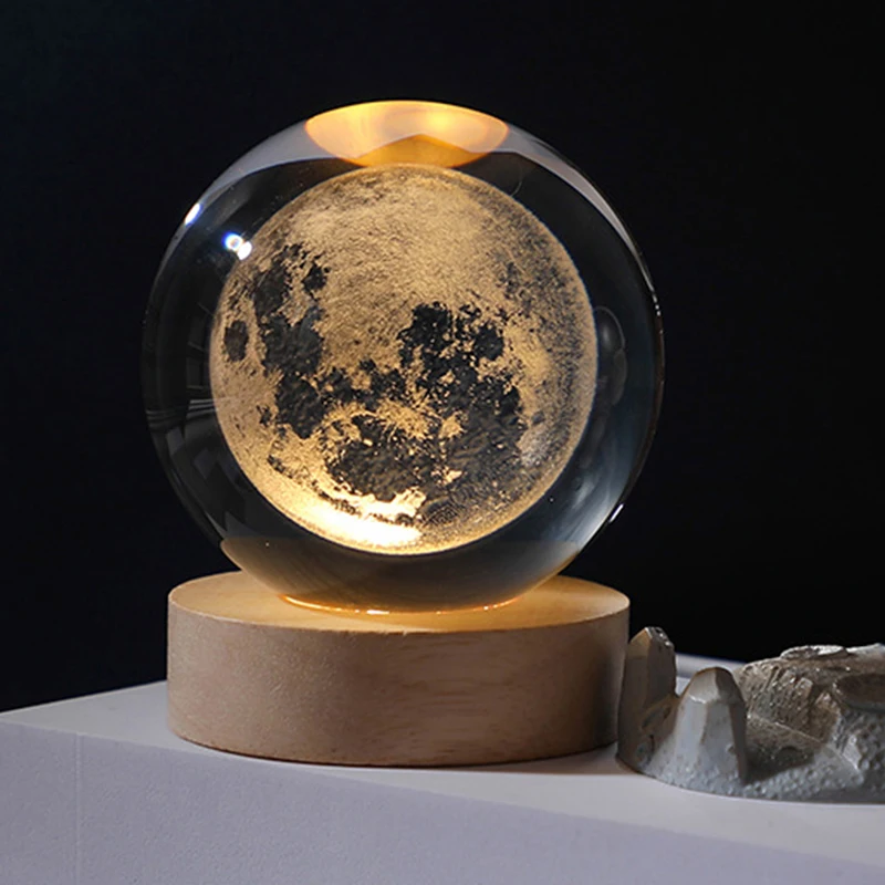 Nordic Modern 3d Interior Crystal Lamp Light Luxury Simple Living Room Bedroom Study Designer Exhibition Hall Table Lamp LED