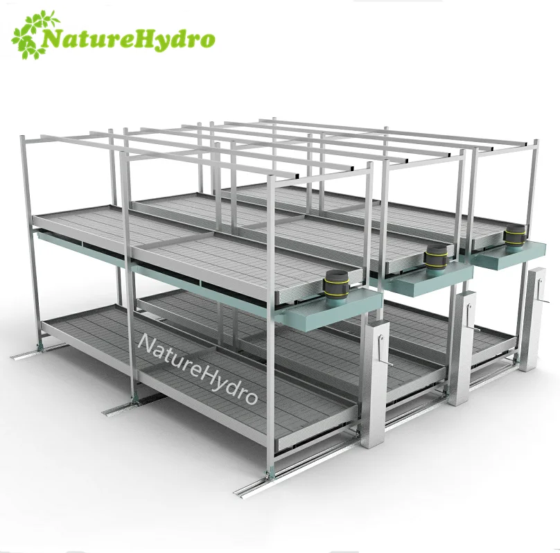 Hydroponic Ebb and Flow Rolling Bench Hydro Vertical Grow Rack Flood Tables System