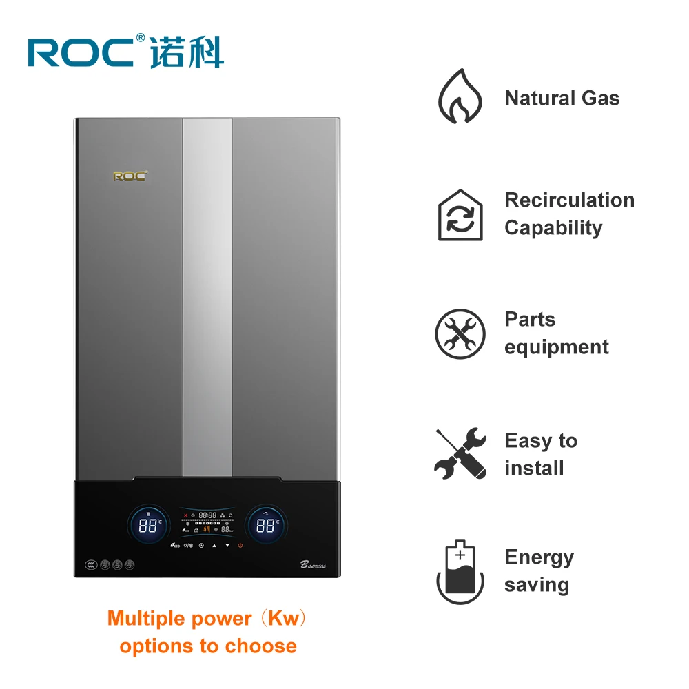 ROC Kombi Instant Ventilation domestic Heating Gas Boiler Hot Sale Natural Gas Hot Water Heater for Household
