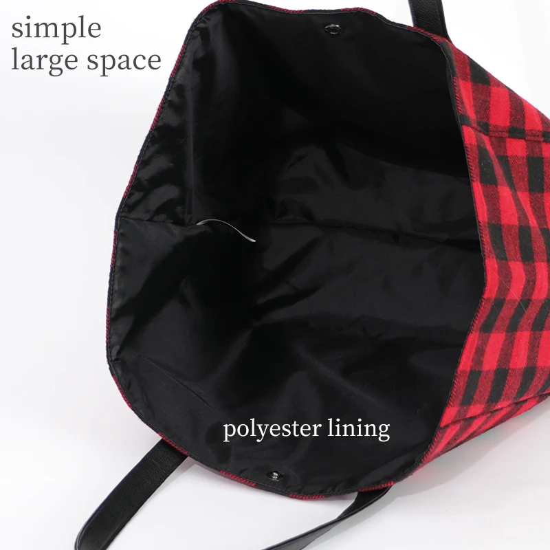 classical plaid deep tote bag large cotton checked shoulder bag custom printed tote bag with logo