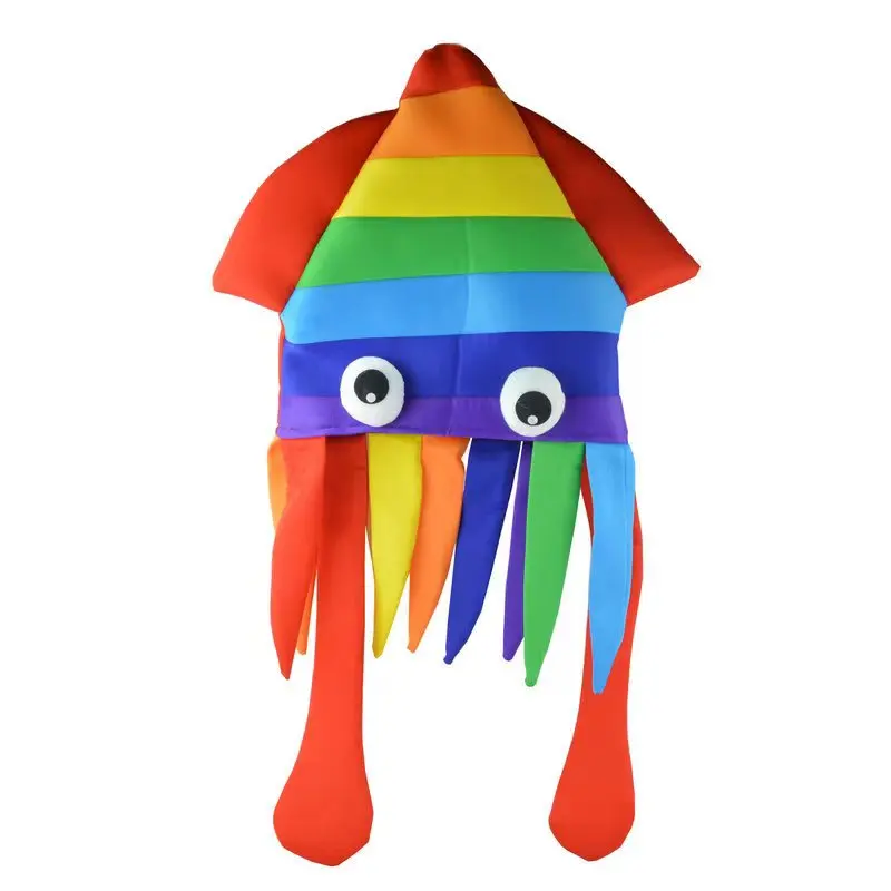 Funny Halloween rainbow Octopus Hat party decorative hat sea animal crazy hat for costume accessories