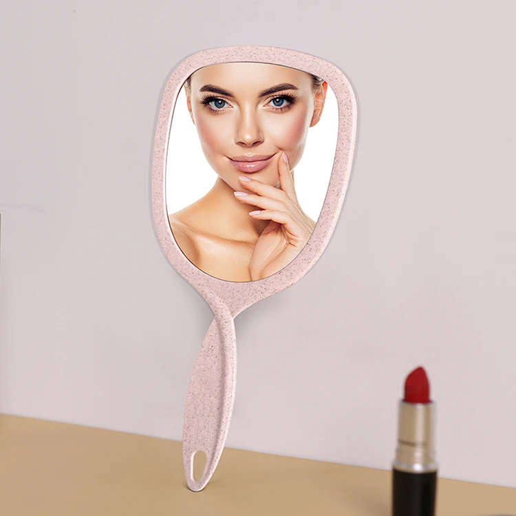 factory portable professionnel mini miroir de maquillage glass handheld mirror with pink frame for travel