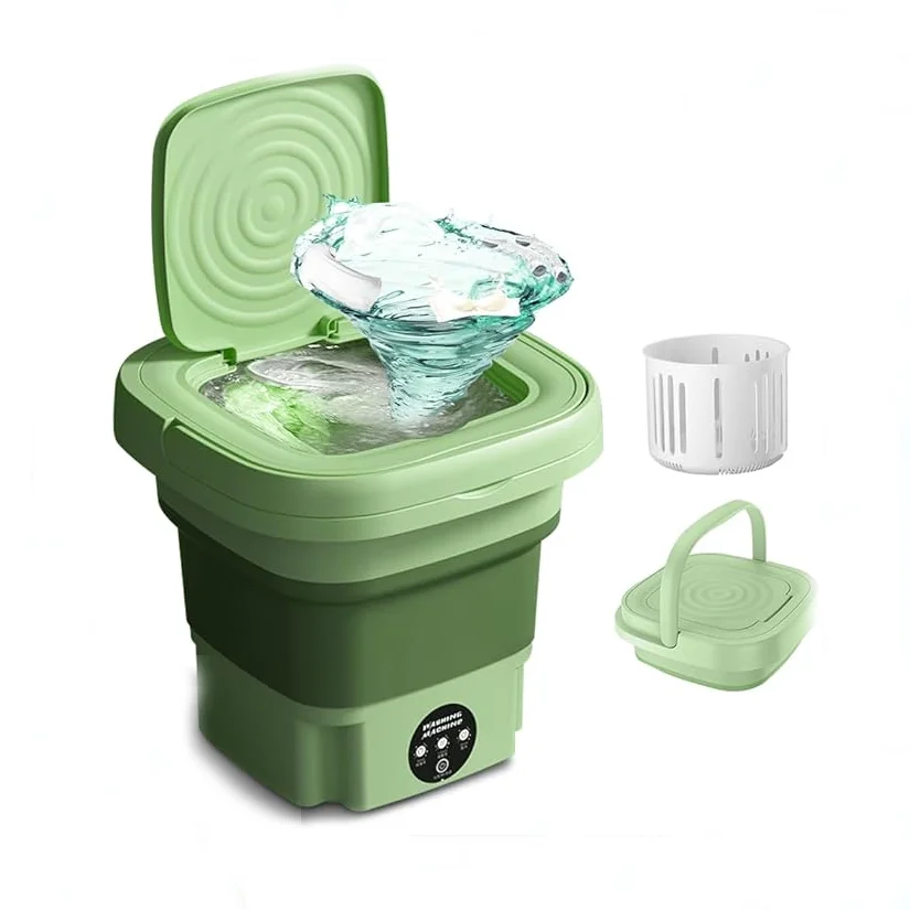 Foldable Portable Washing Machine and Spin Dryer 8L Compact Mini Washing Washer Machine for Baby Clothes Underwear Laundry