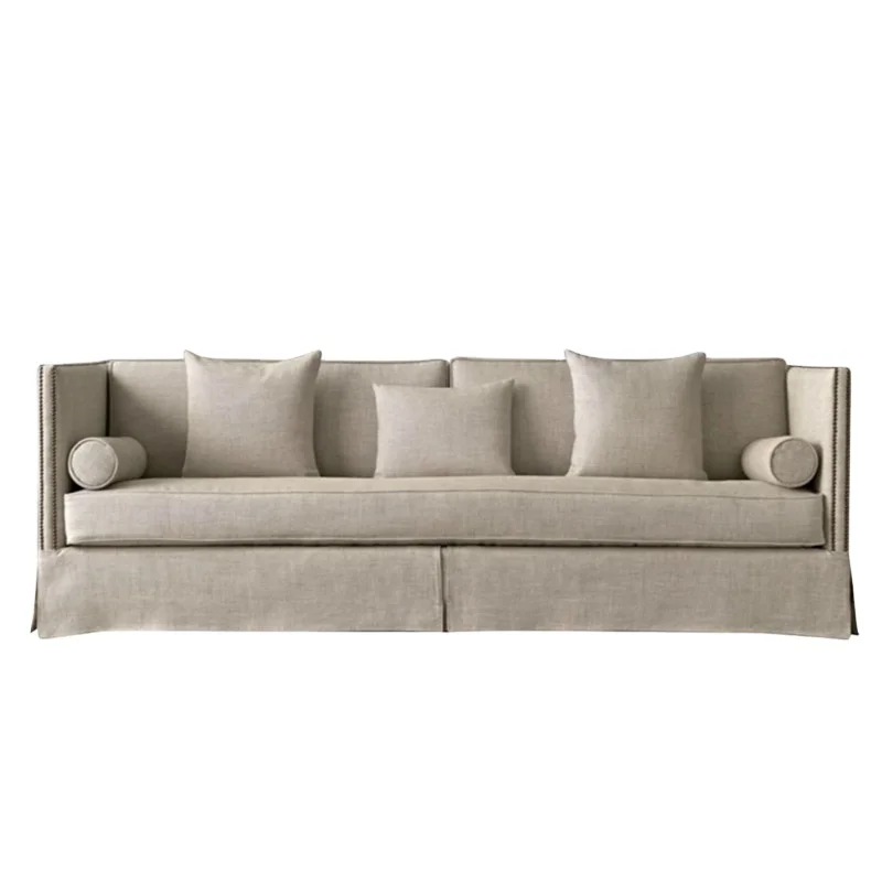 Most Popular Fashion Soft Cheap Sofa Set Home Furniture Skirt Cover Design Living Room Linen Sofa Modern