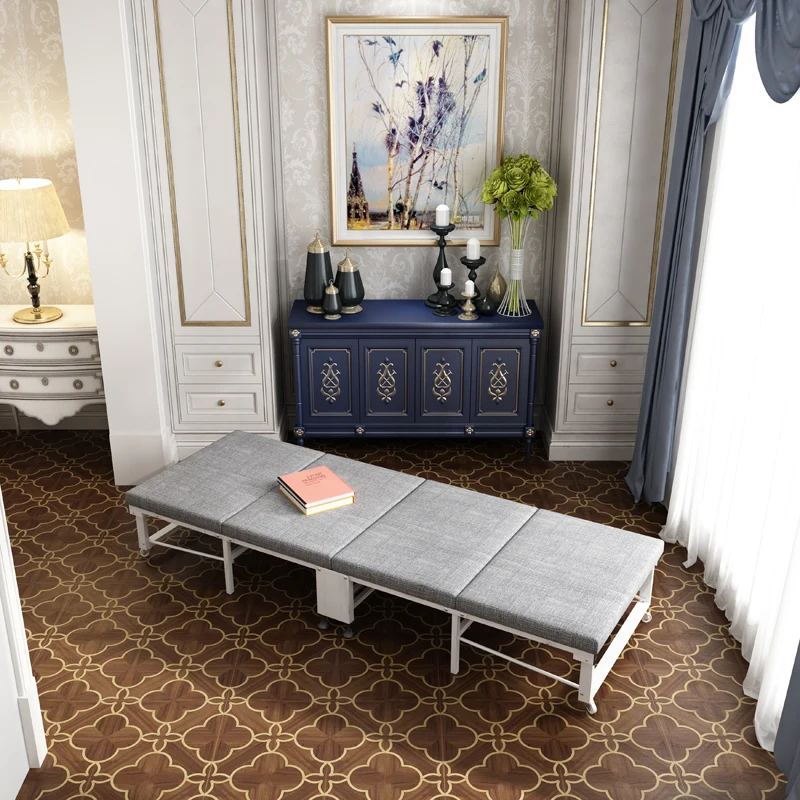 High Quality Metal Frame Folding Bed Extension Single Foldable Fabric Bed