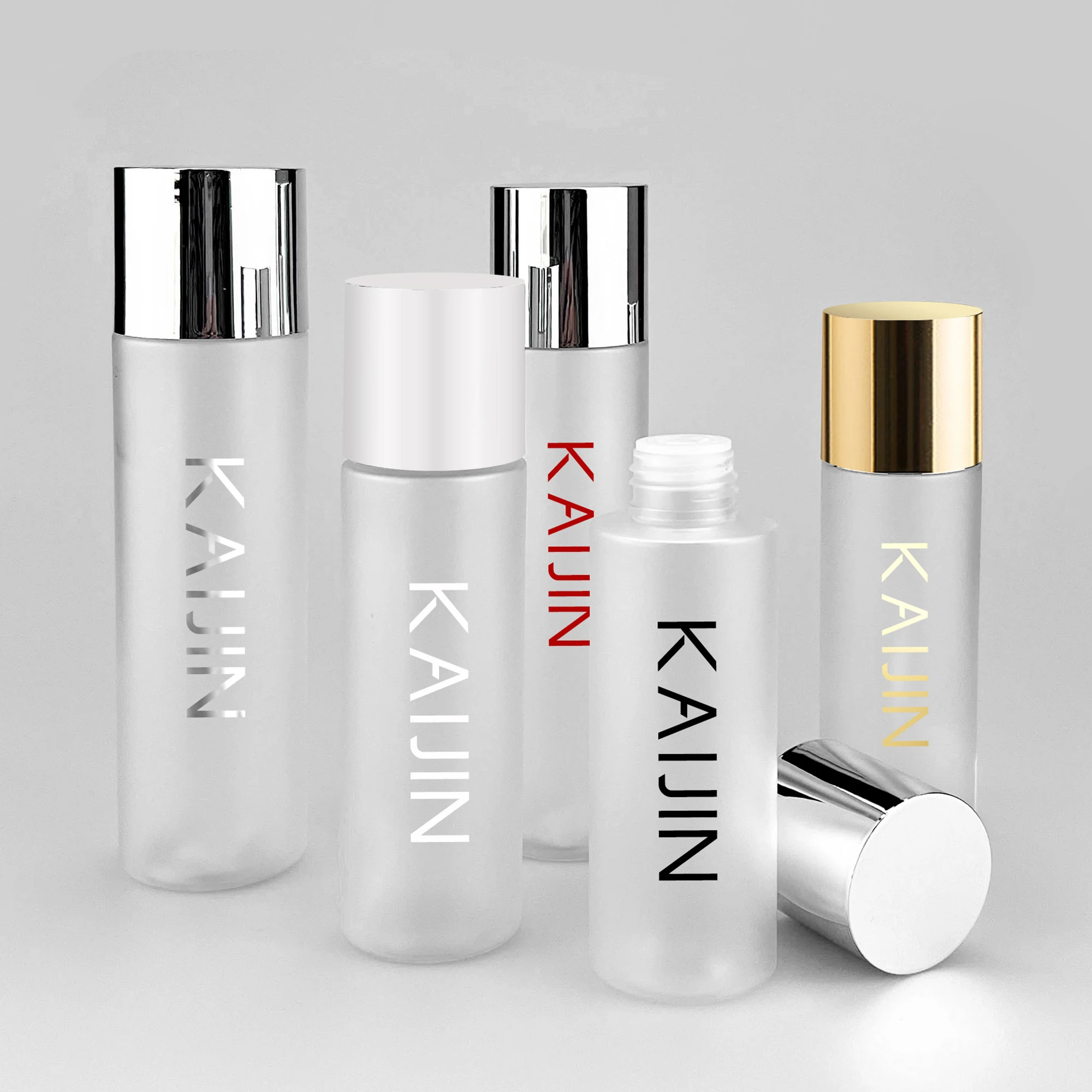 Luxury Frosted Facial Skin Care Plastic PET 100ml 120ml 150ml 180ml 200ml Cosmetic Toner Bottle With Gold Silver Screw Cap