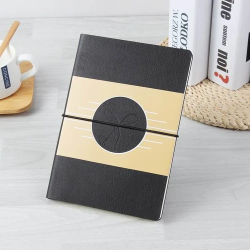 B5 blue PU travel notebook journal notepad with elastic strap