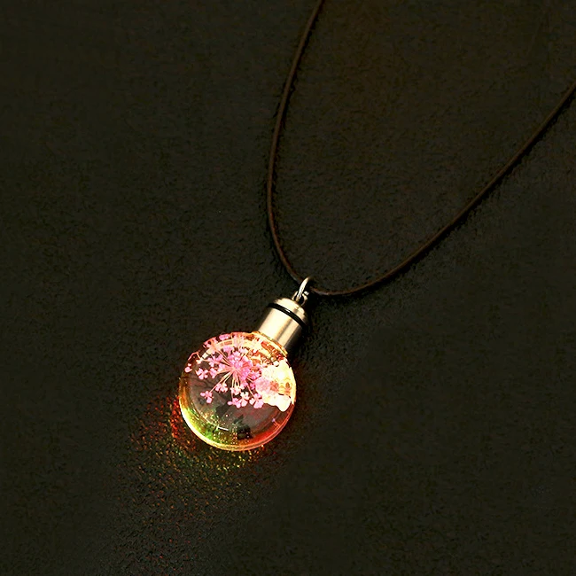 New Fashion LED Light  Necklace DIY Creative Personality Glass Pendant Necklace