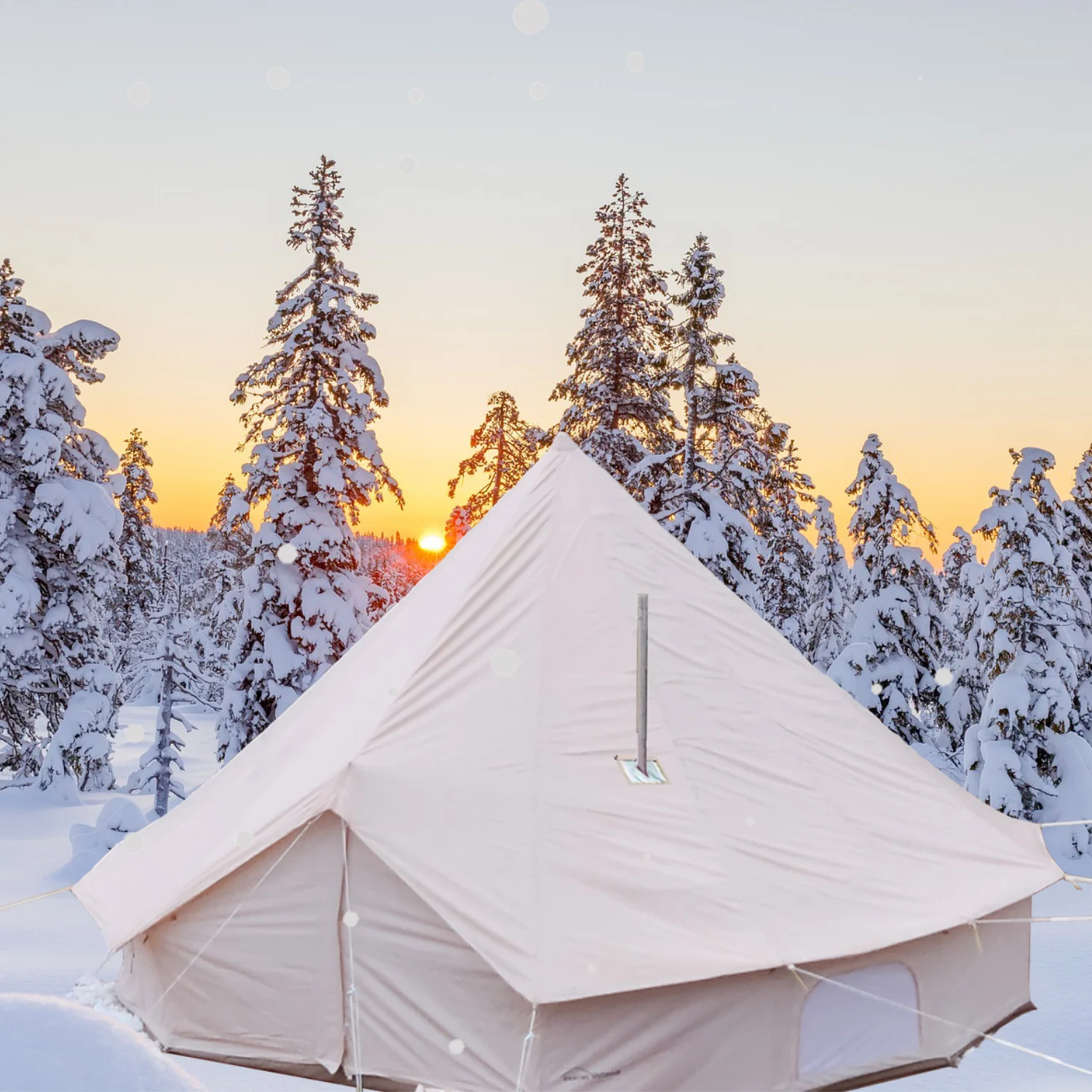 USA Free Shipping Canvas Bell Tent 4 Season Glamping Tents for Camping, Yurt Tent House for 4/6/8 Adults Living