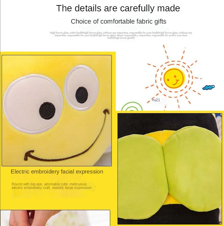 Aliexpress Hot sale Creative soft bee plush stuffed toys doll striped sleeping pillow toy for kids birthday gift