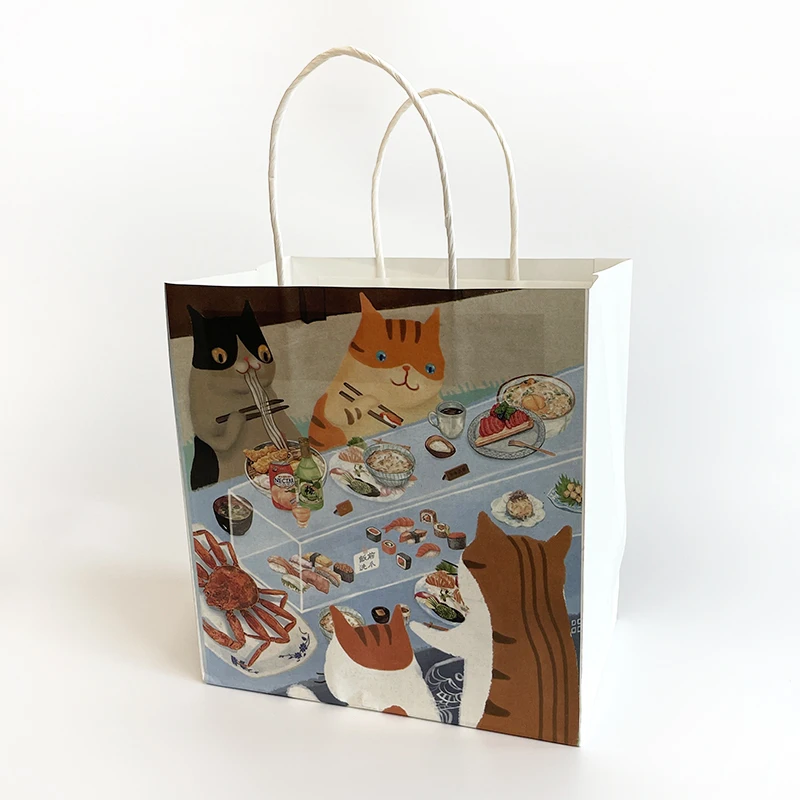 
 Красочный принт, сумка с ручкой, вырезанная роскошная сумка для покупок, полиэтиленовые пакеты с ручкой в картонной упаковке  