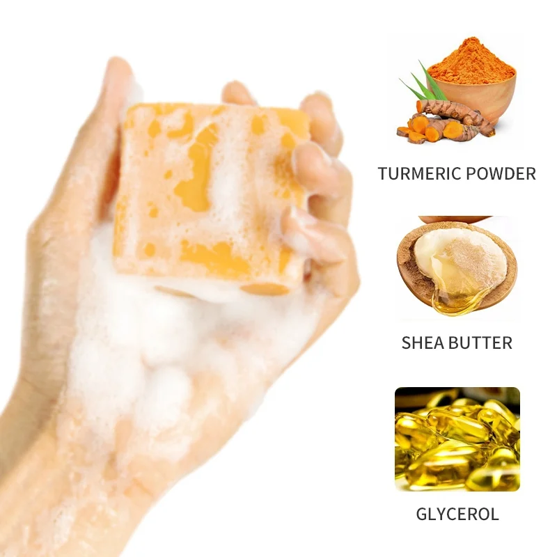 High Quality Organic Soap Private Label Honey  Turmeric Soap Goat Milk Whitening Handmade Soap Bar